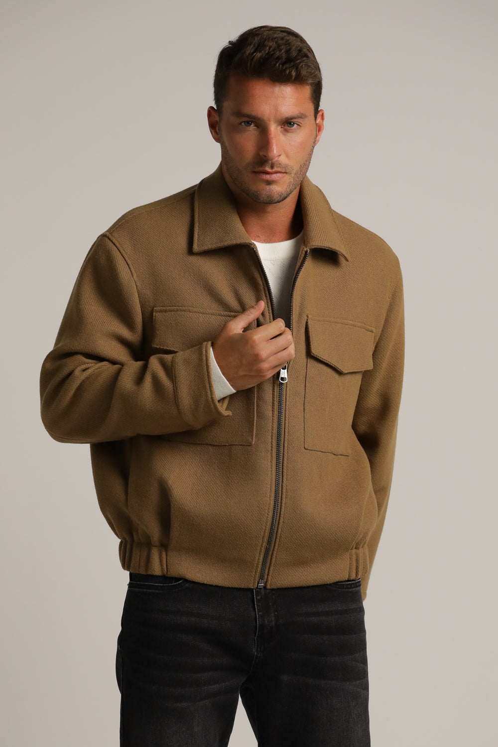 Bomber Jacket In Woven Embossed