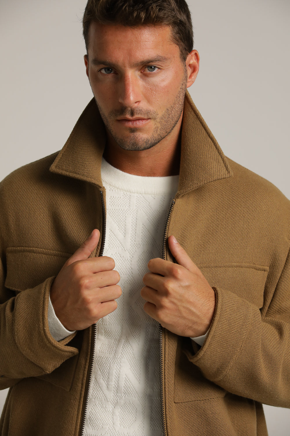 Bomber Jacket In Woven Embossed
