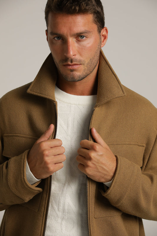 Bomber Jacket In Woven Embossed