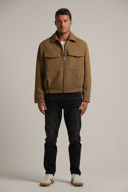 Bomber Jacket In Woven Embossed