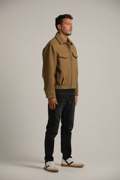 Bomber Jacket In Woven Embossed