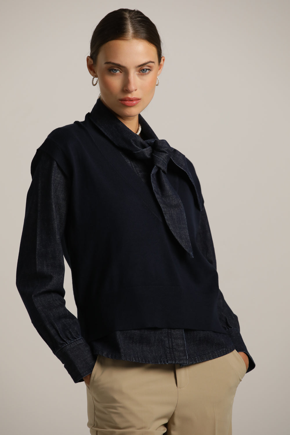 Deep V-Neck Knit Vest