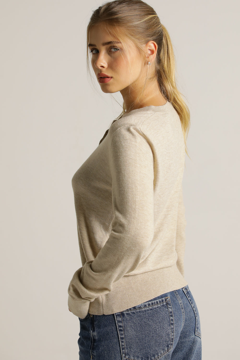 Knit Cardigan With Front Button Closure