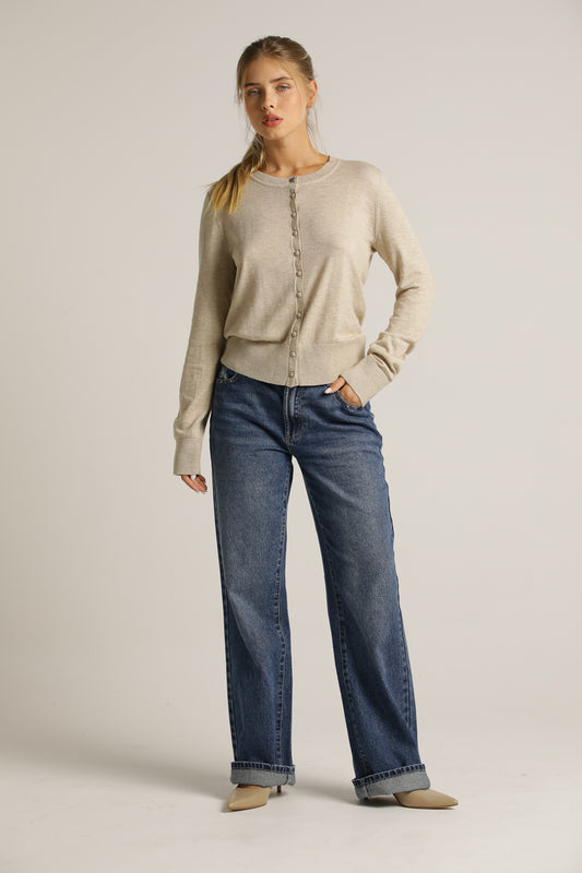 Buttoned Knit Cardigan