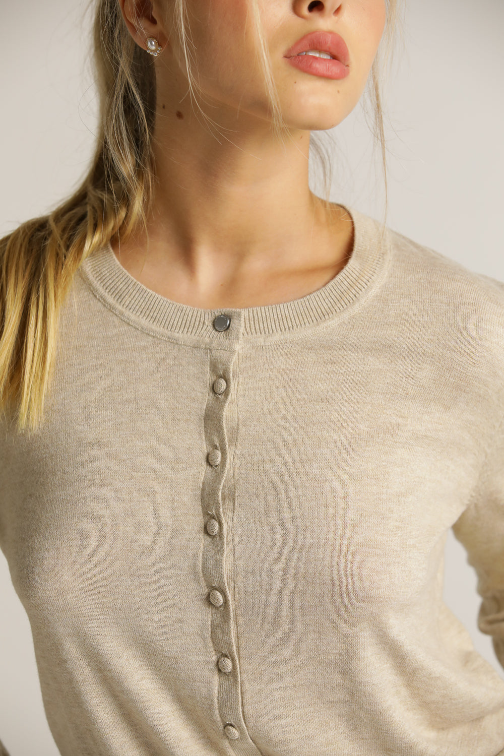 Knit Cardigan With Front Button Closure