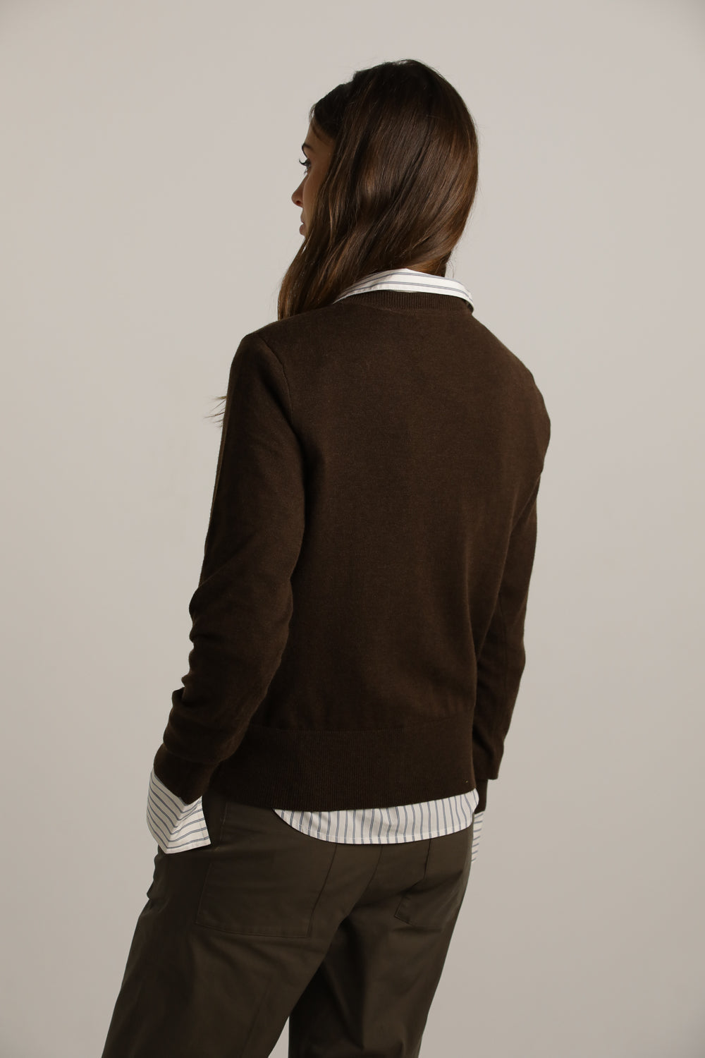 Crew-Neck Knit Top With Ribbed Hem