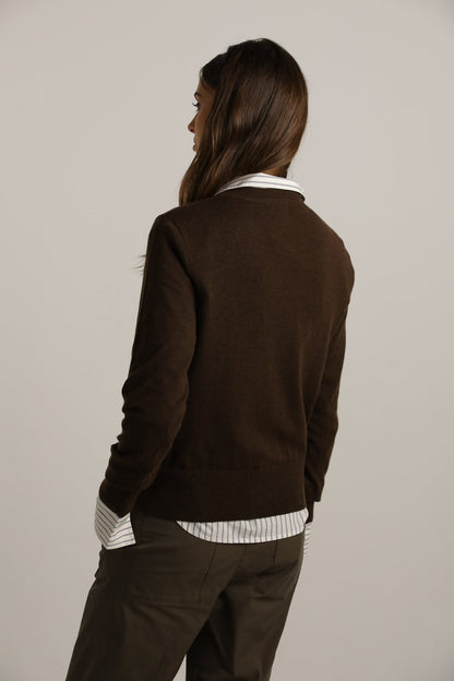 Crew-Neck Knit Top With Ribbed Hem