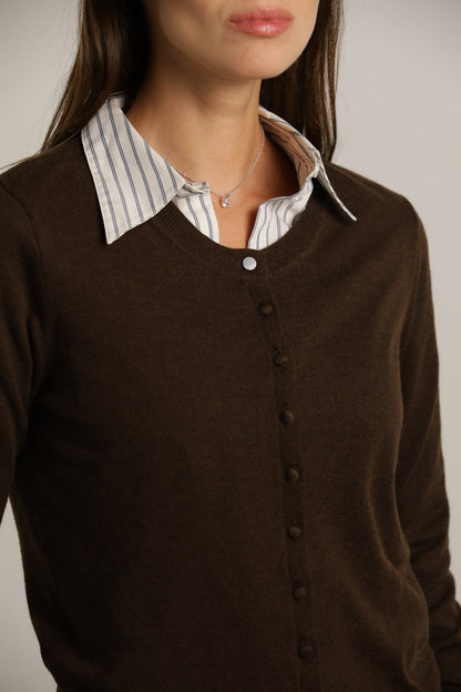 Knit Cardigan With Front Button Closure