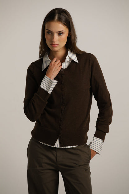 Knit Cardigan With Front Button Closure