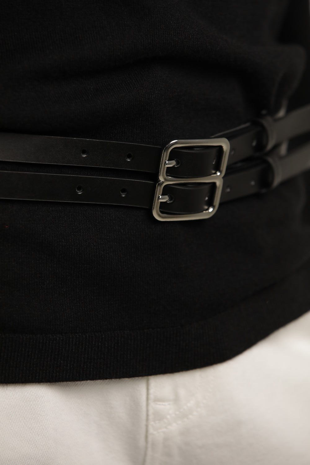 Double Thin Leather Belt
