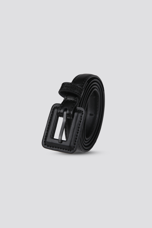 Leather Belt With Coated Rectangular Buckle