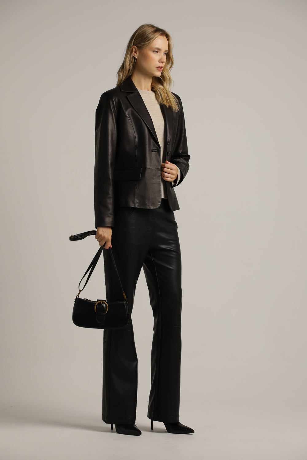 Blazer-Fit Leather Jacket