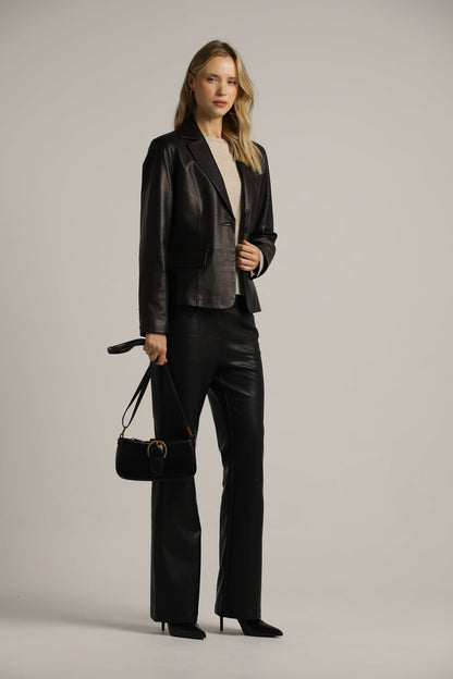 Blazer-Fit Leather Jacket