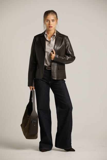 Wide Leg Fit Denim Pants In Cotton