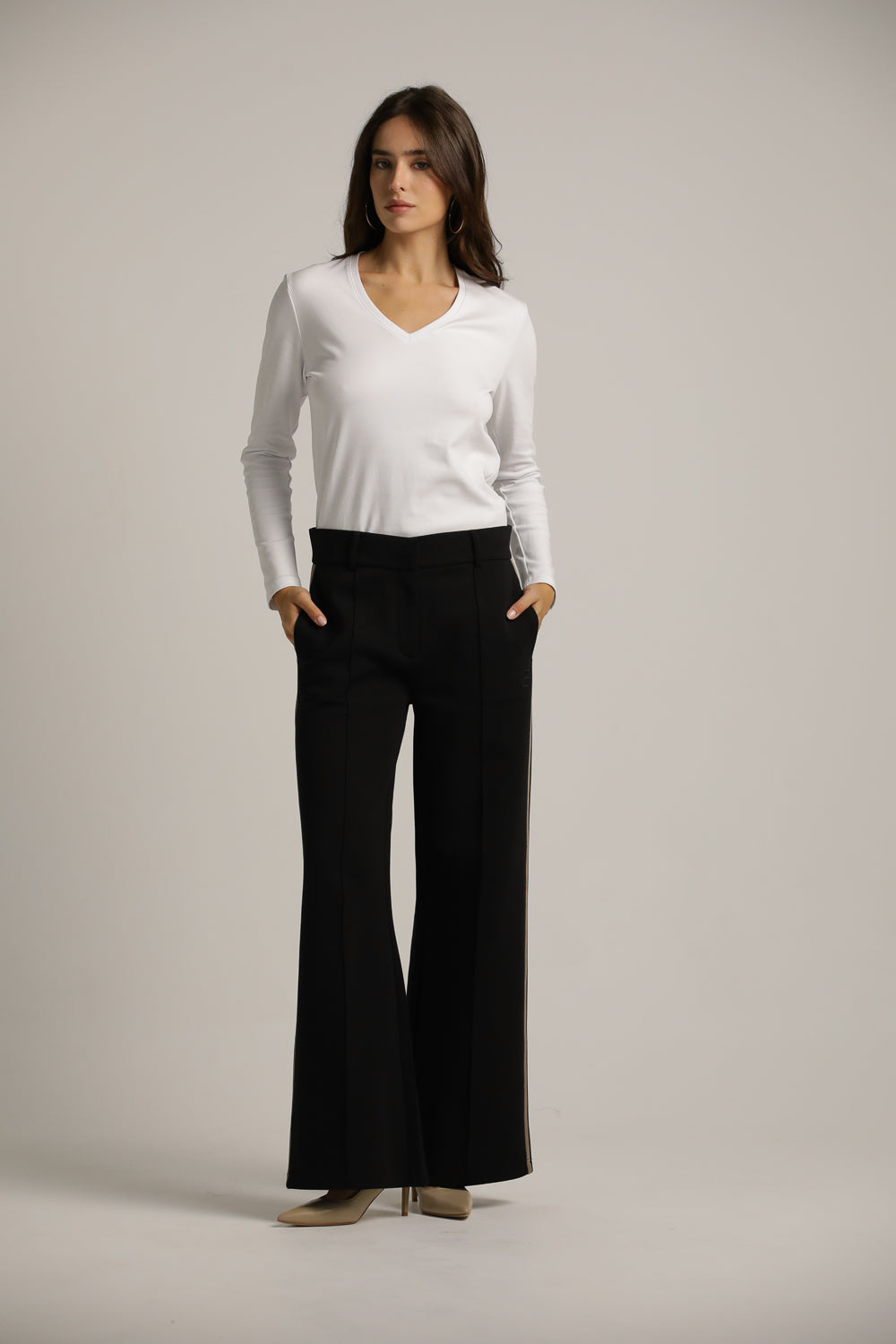 Wide Tailored-Style Pants With Side Stripes
