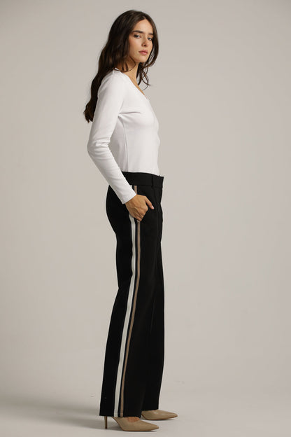 Wide Tailored-Style Pants With Side Stripes