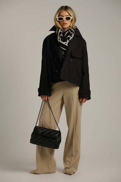 Short Trench Coat With Double-Breasted Buttons