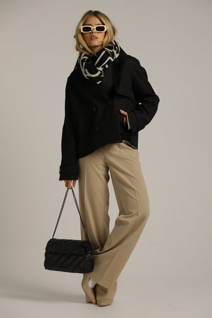 Short Trench Coat With Double-Breasted Buttons