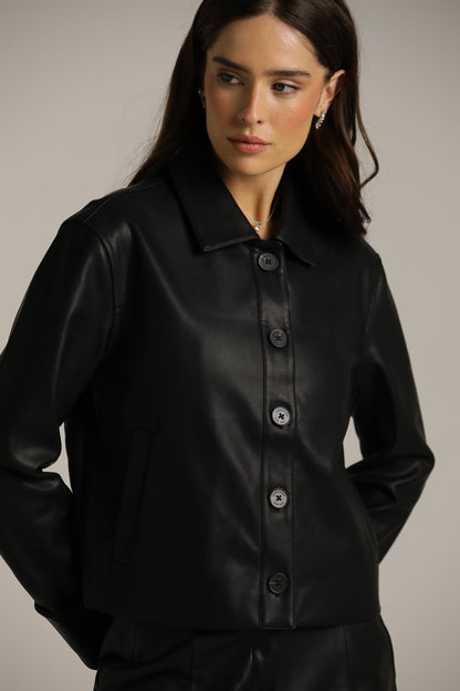Straight-Fit Jacket In Faux Leather