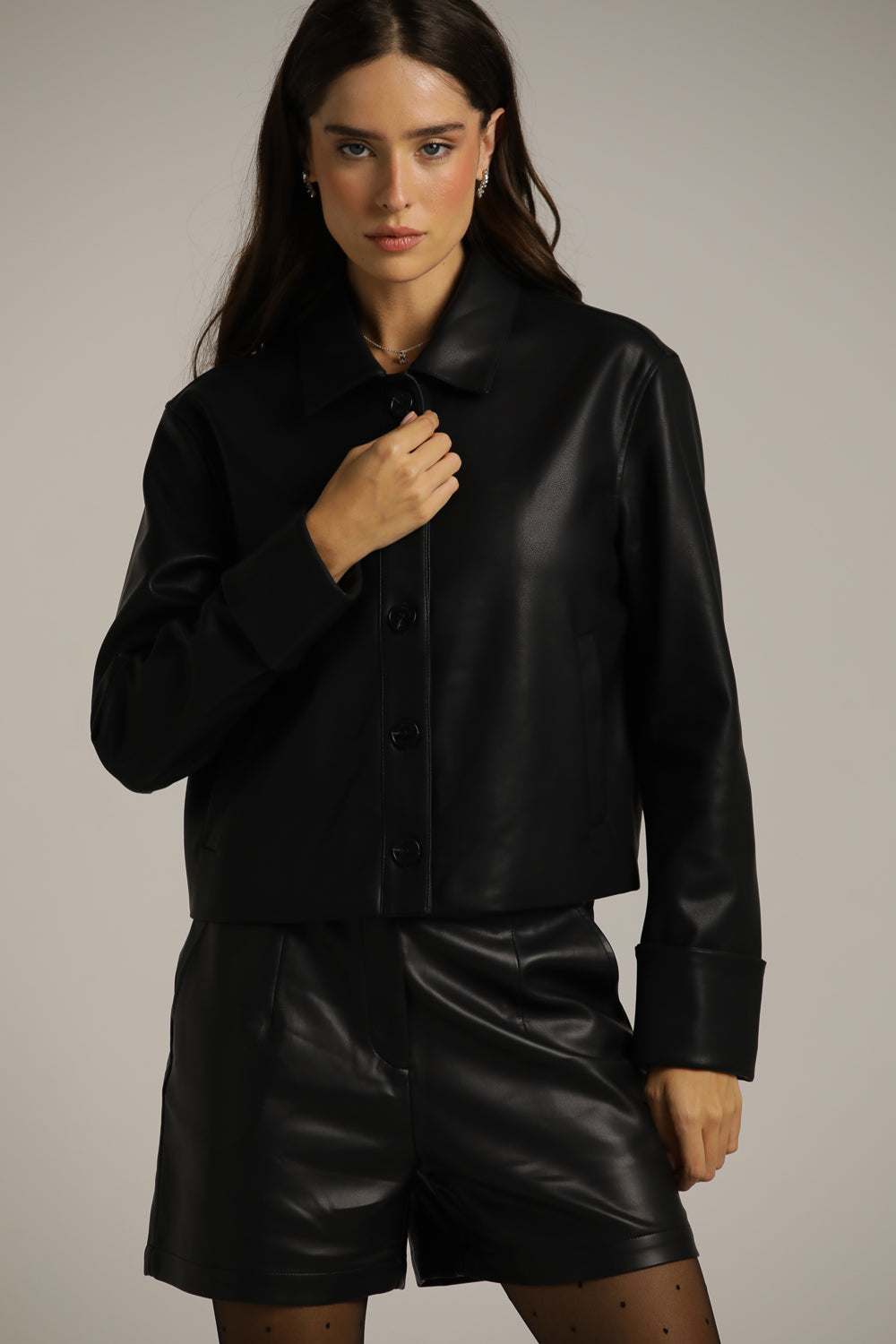 Straight-Fit Jacket In Faux Leather
