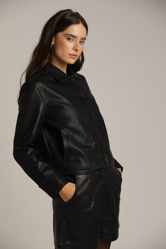 Straight-Fit Jacket In Faux Leather