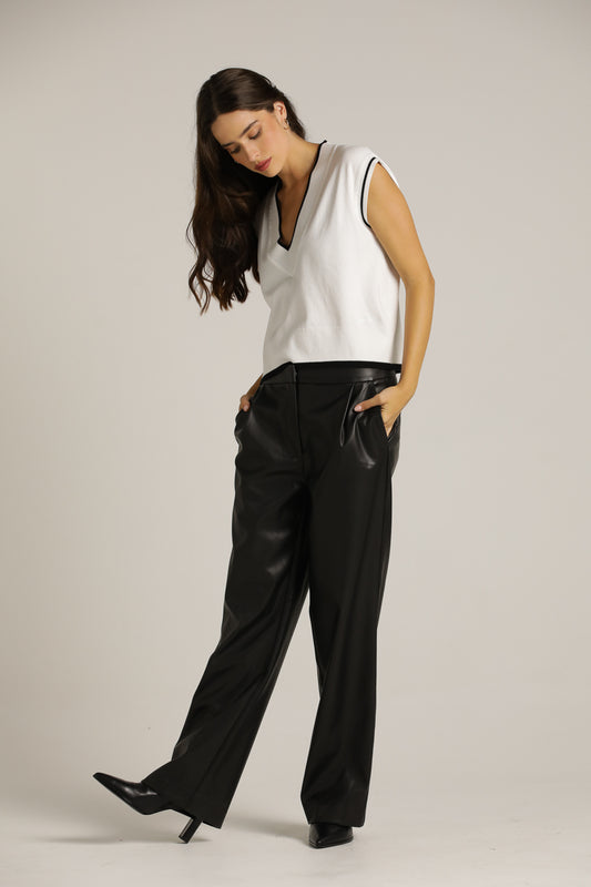 Elegant Pants In  Faux Leather