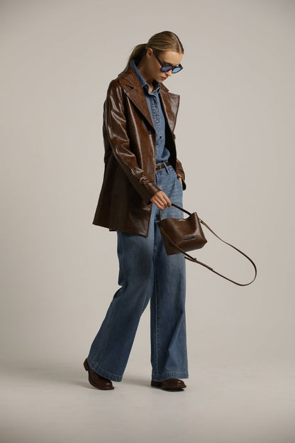 Snakeskin Faux Leather Trench