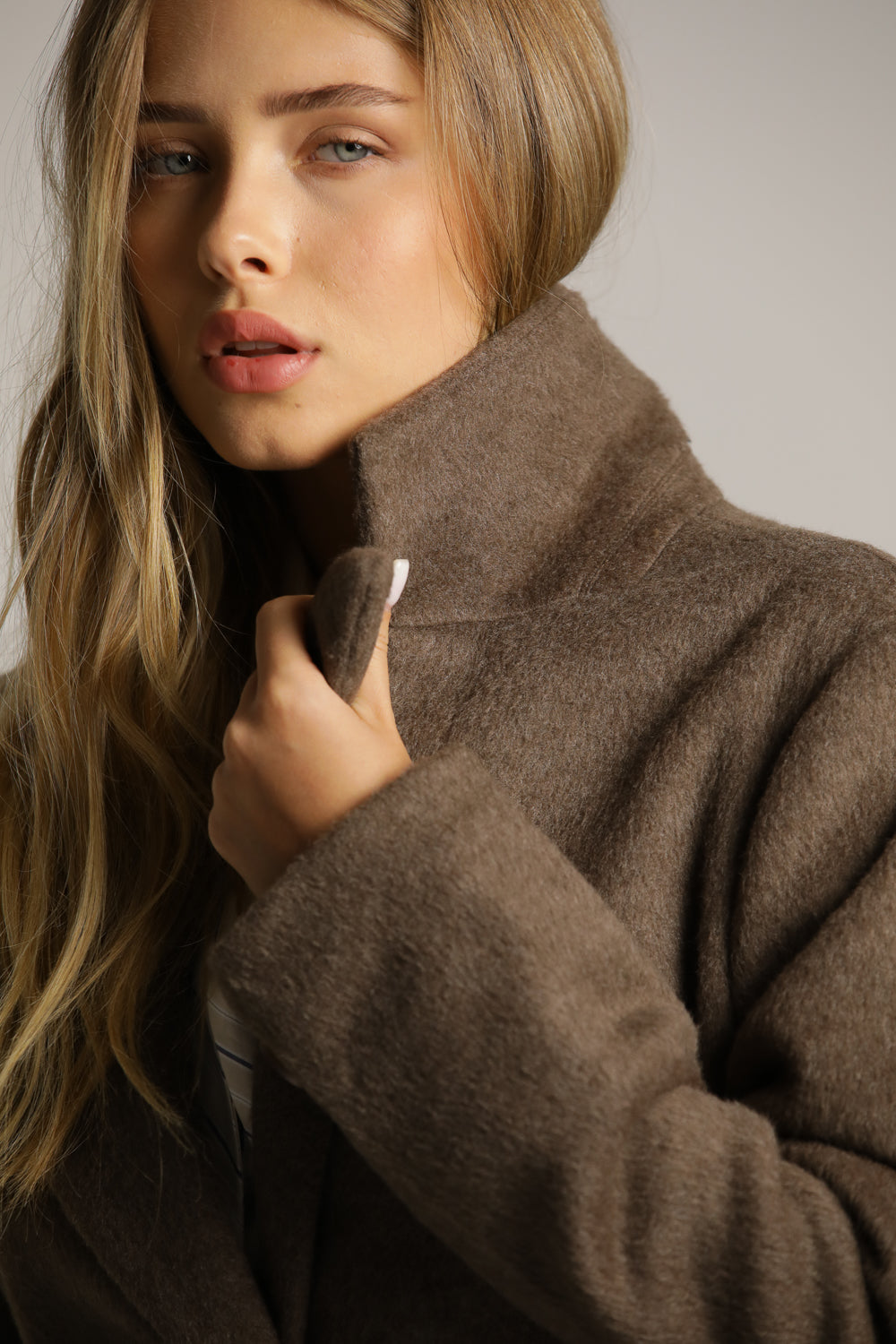 Elegant Long Coat In A Wool-Like Texture