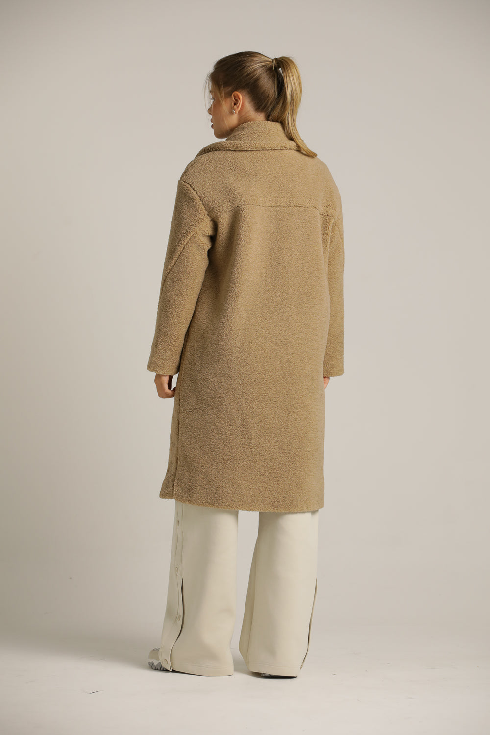Long Teddy Coat In Faux-Fur Polyester