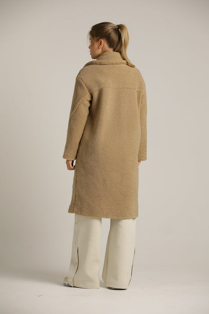 Long Teddy Coat In Faux-Fur Polyester