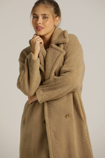 Long Teddy Coat In Faux-Fur Polyester
