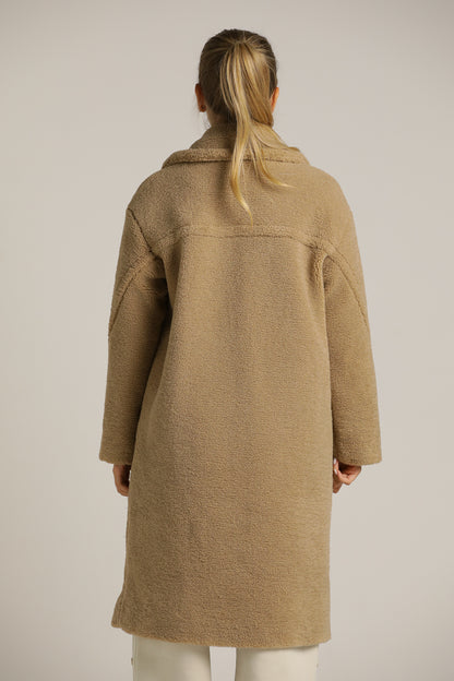 Long Teddy Coat In Faux-Fur Polyester