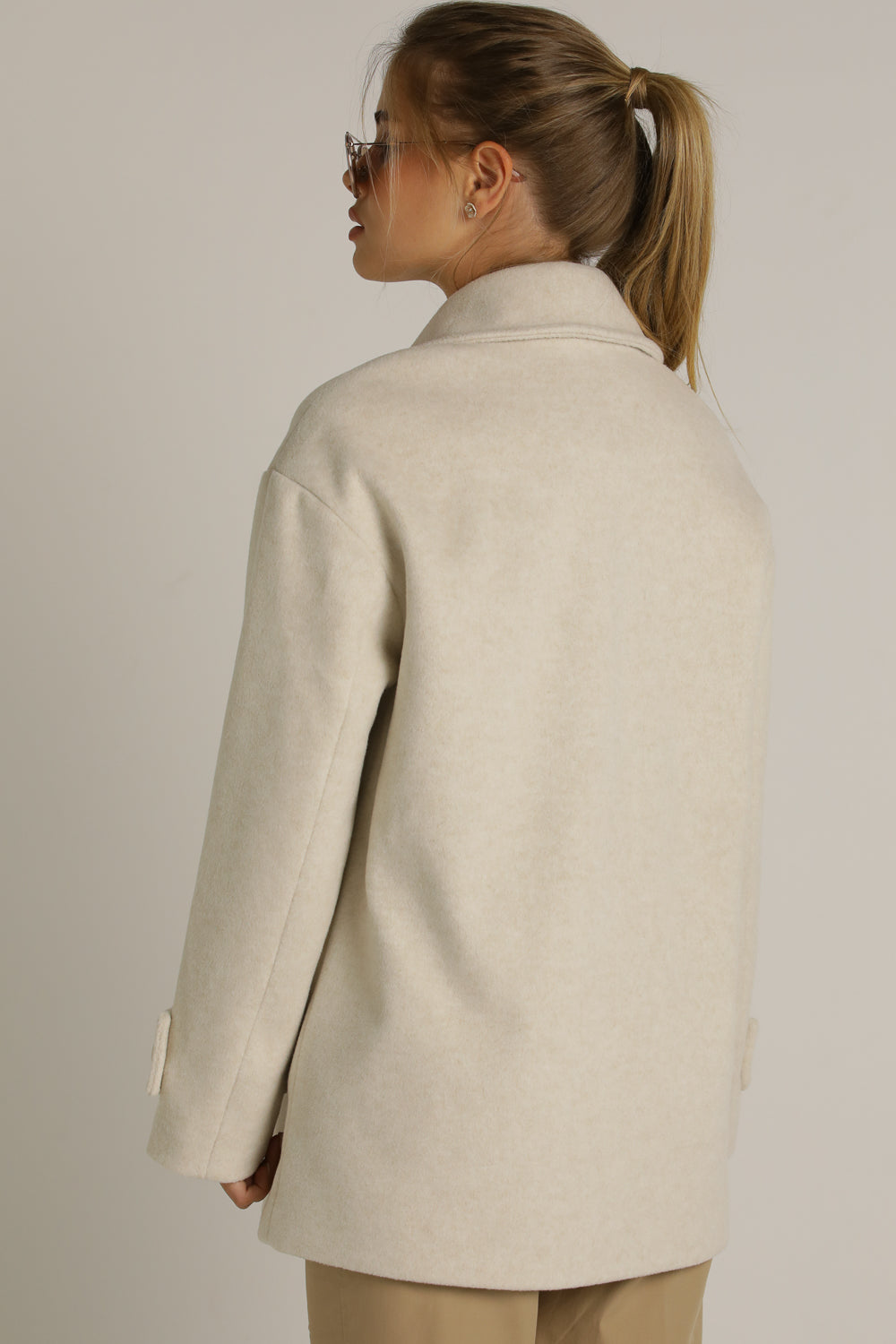 Oversized Cropped Coat In Wool Finish