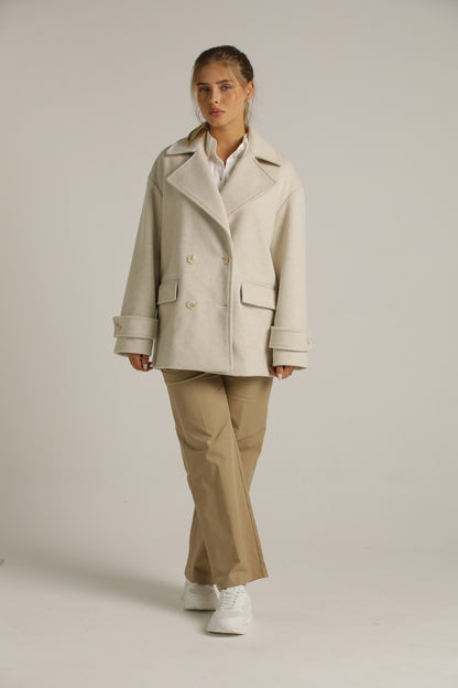Oversized Cropped Coat In Wool Finish