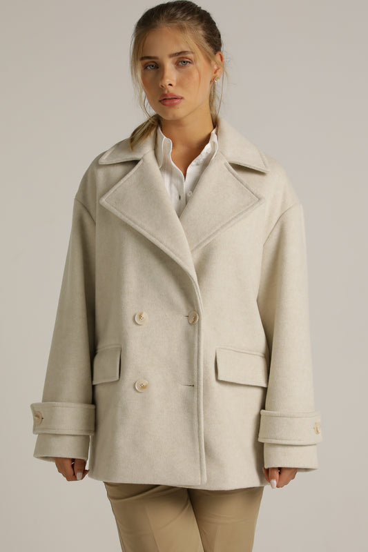 Oversized Cropped Coat In Wool Finish