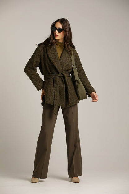 A Tailored-Collar Coat With A Wool-Like Look