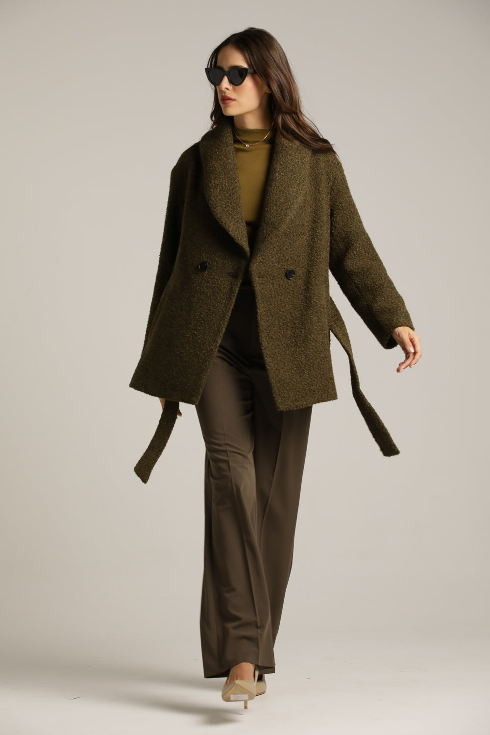 A Tailored-Collar Coat With A Wool-Like Look