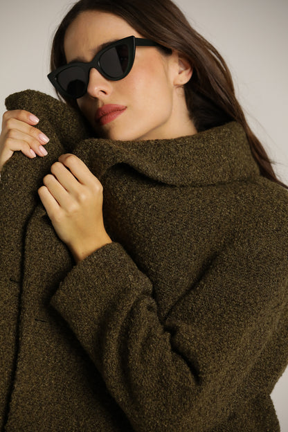 A Tailored-Collar Coat With A Wool-Like Look
