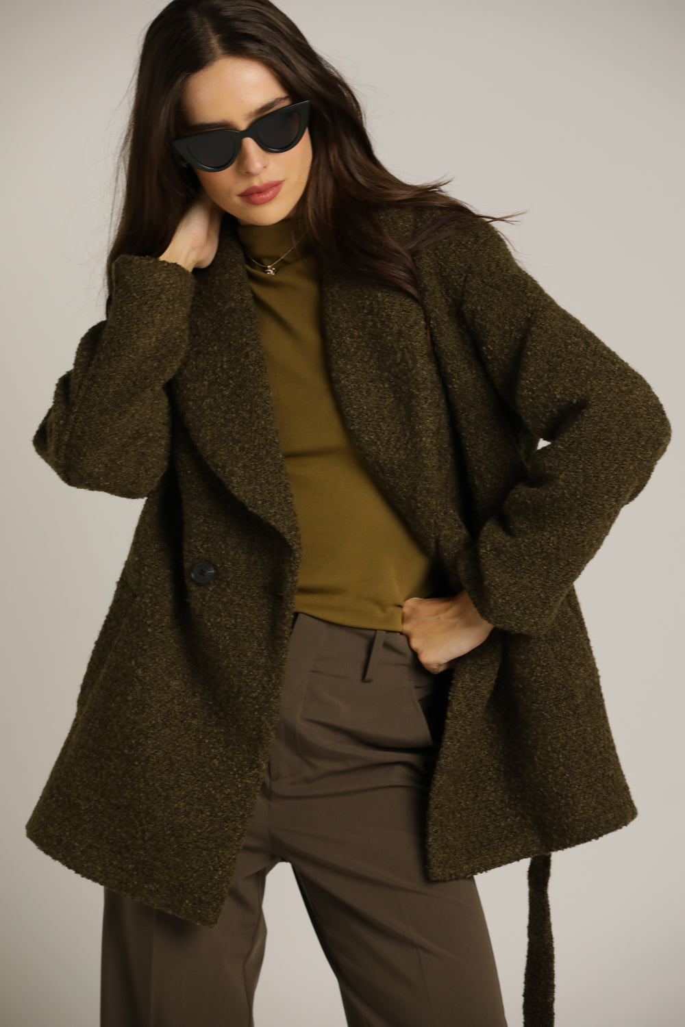A Tailored-Collar Coat With A Wool-Like Look