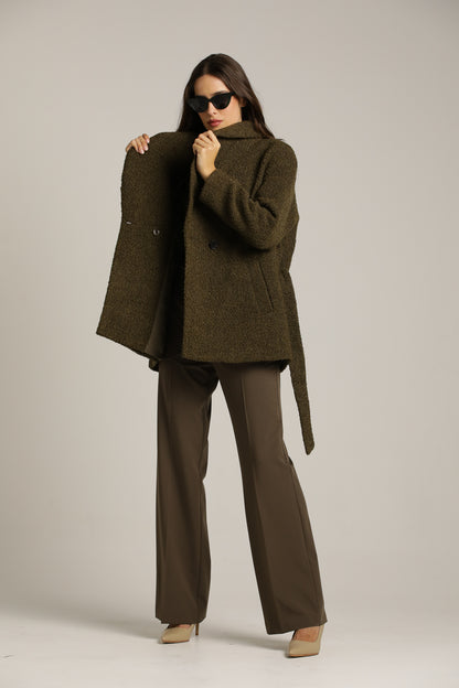 A Tailored-Collar Coat With A Wool-Like Look