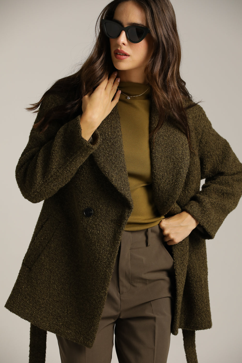 A Tailored-Collar Coat With A Wool-Like Look
