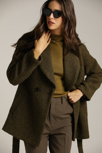 A Tailored-Collar Coat With A Wool-Like Look