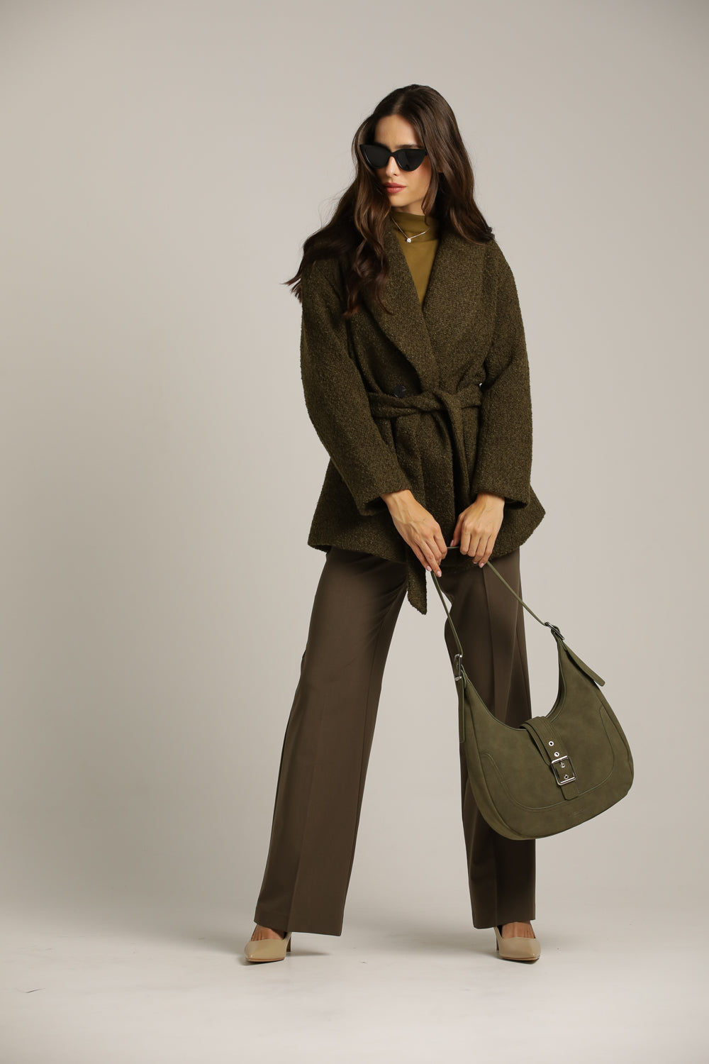 A Tailored-Collar Coat With A Wool-Like Look