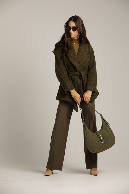 A Tailored-Collar Coat With A Wool-Like Look