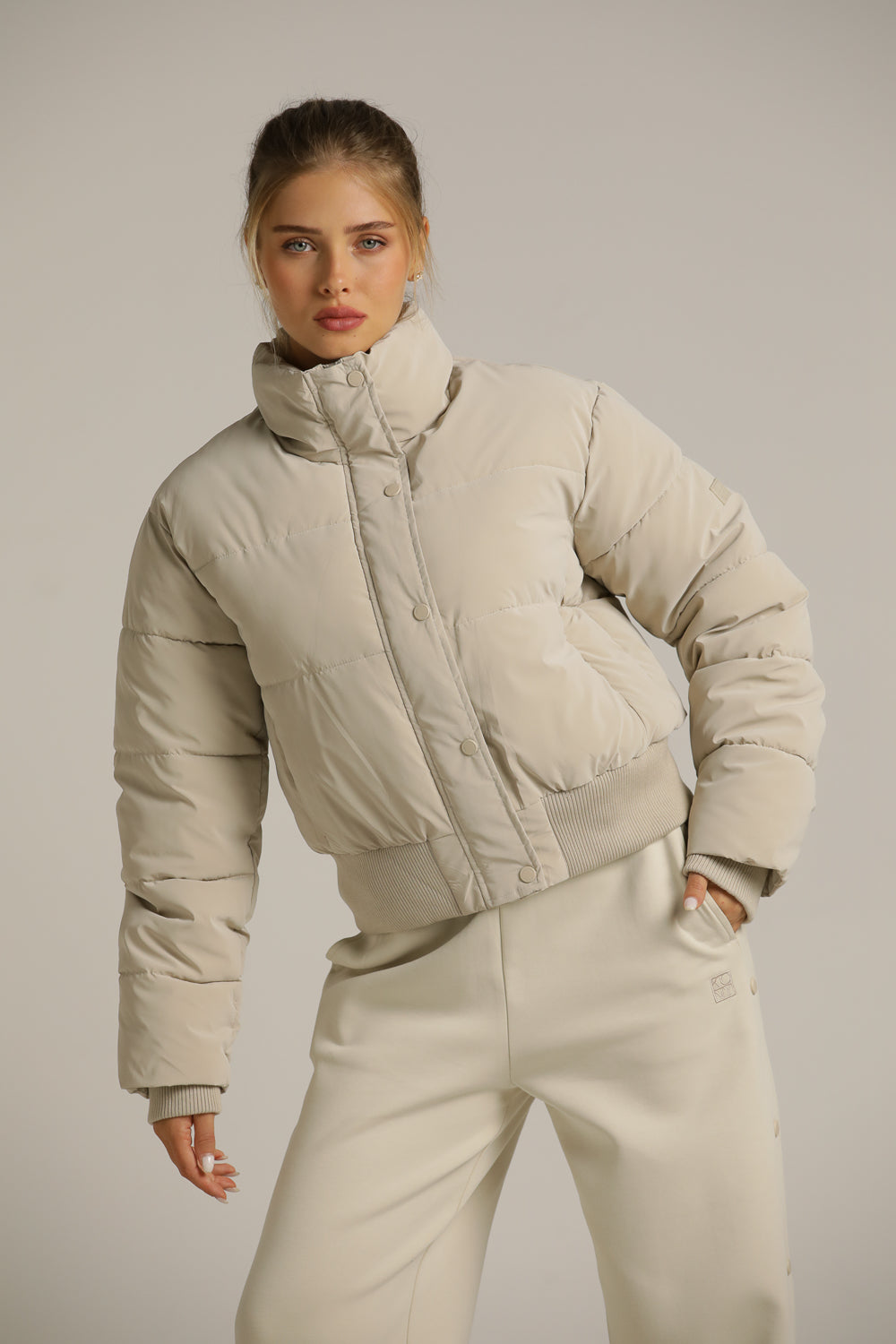 Puffer Coat With High Collar