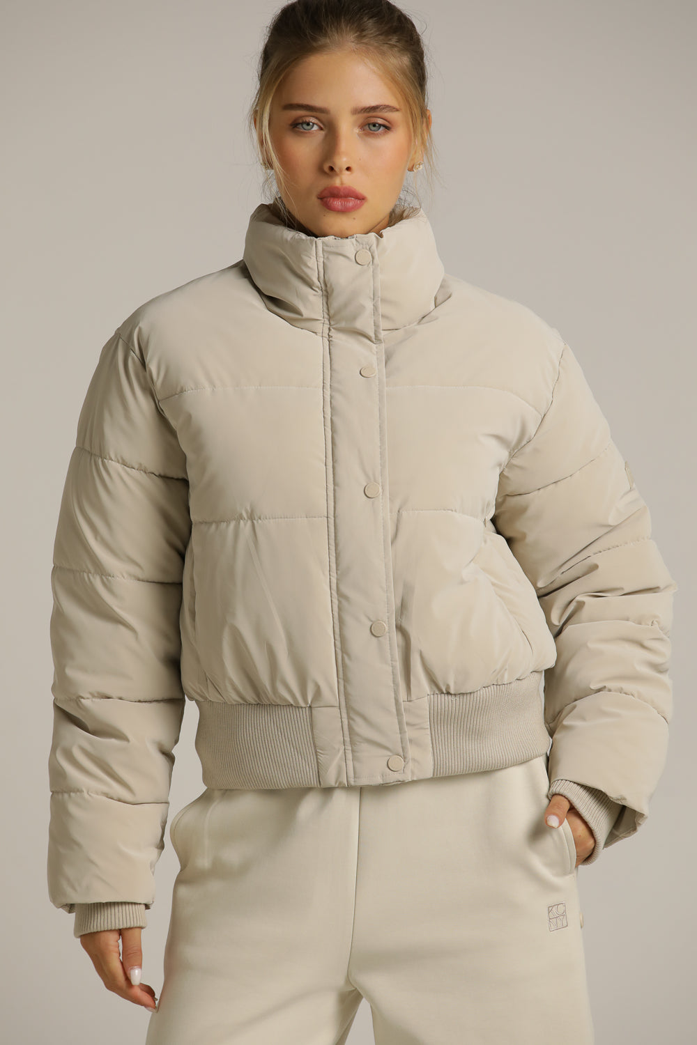 Puffer Coat With High Collar