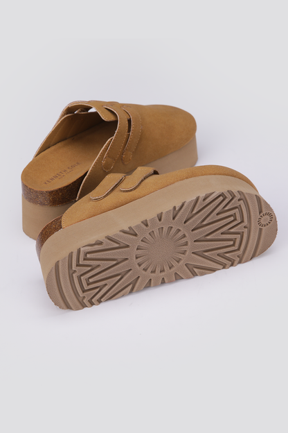 Suede Clogs, Platform Sole, Adjustable Buckle Straps