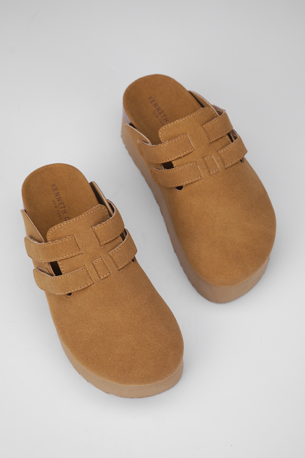 Suede Clogs, Platform Sole, Adjustable Buckle Straps