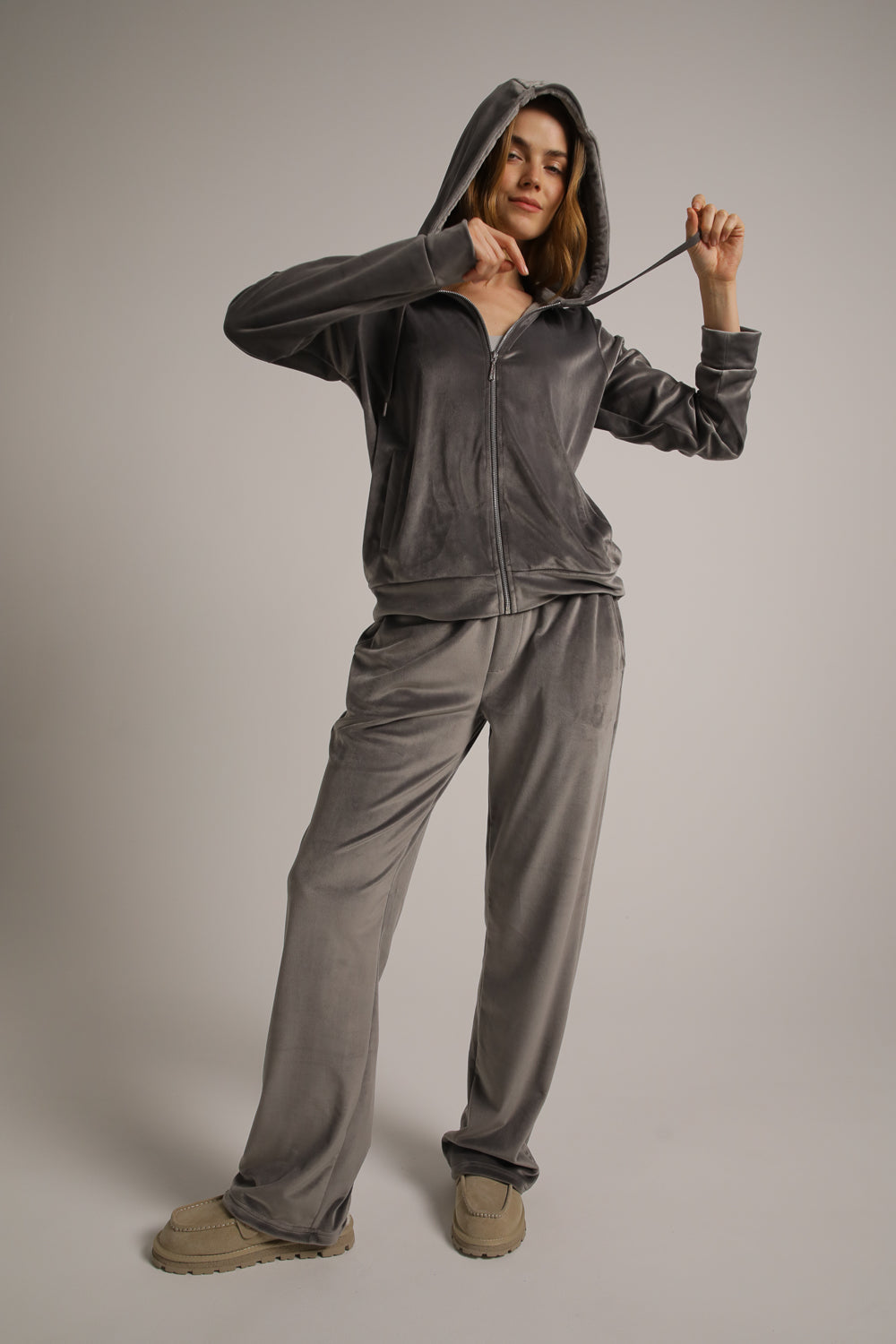 Velvet Zipped Hoodie