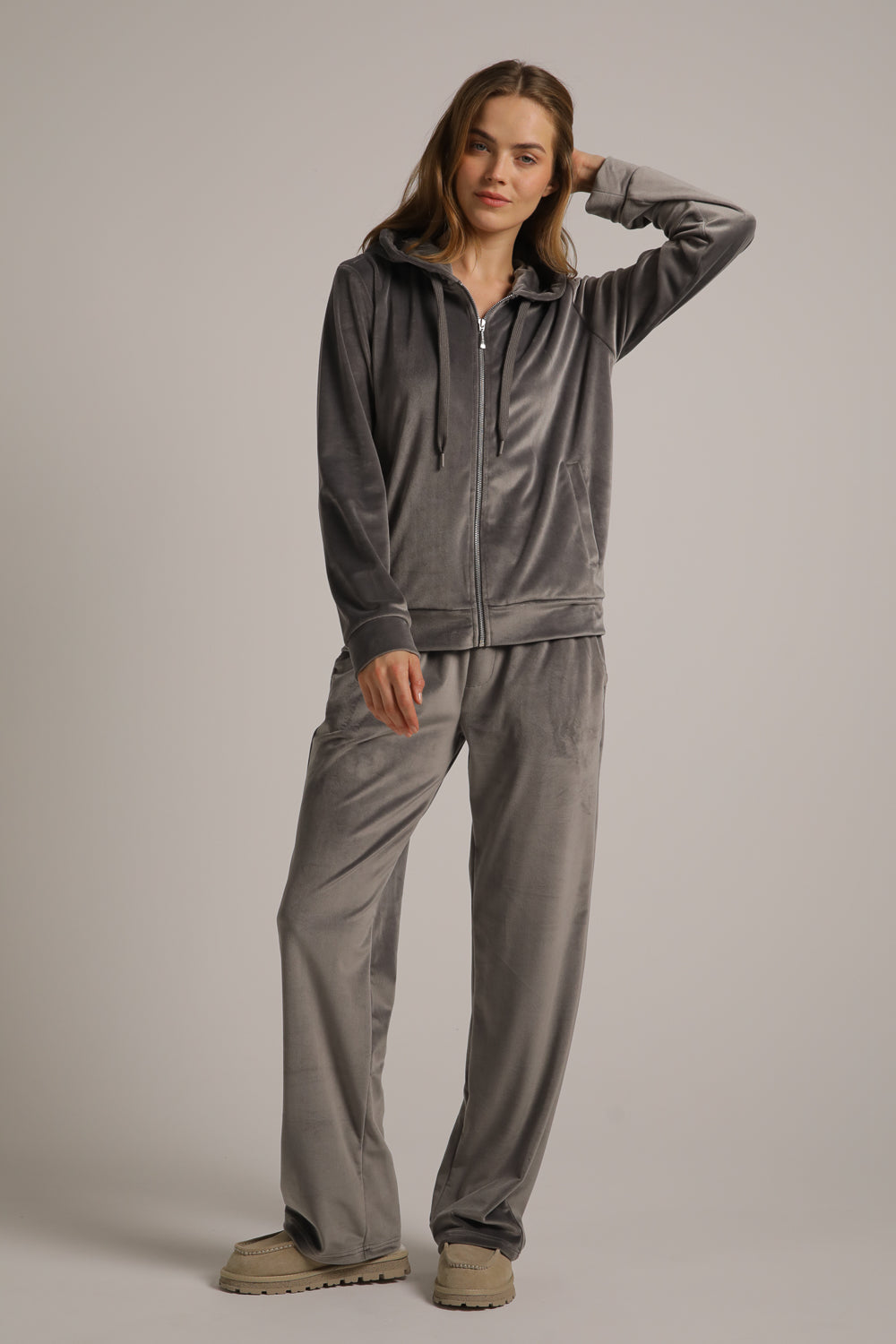 Velvet Zipped Hoodie